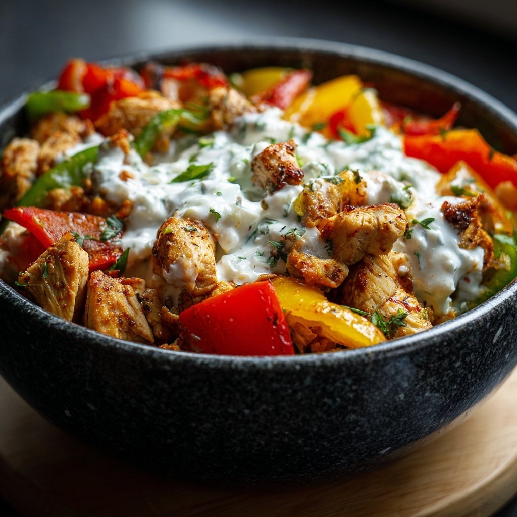 Griechische Hähnchen Gemüse Bowl