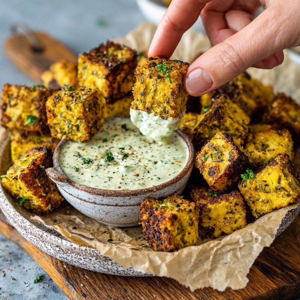 Knusprige Tofu Bites mit Dip