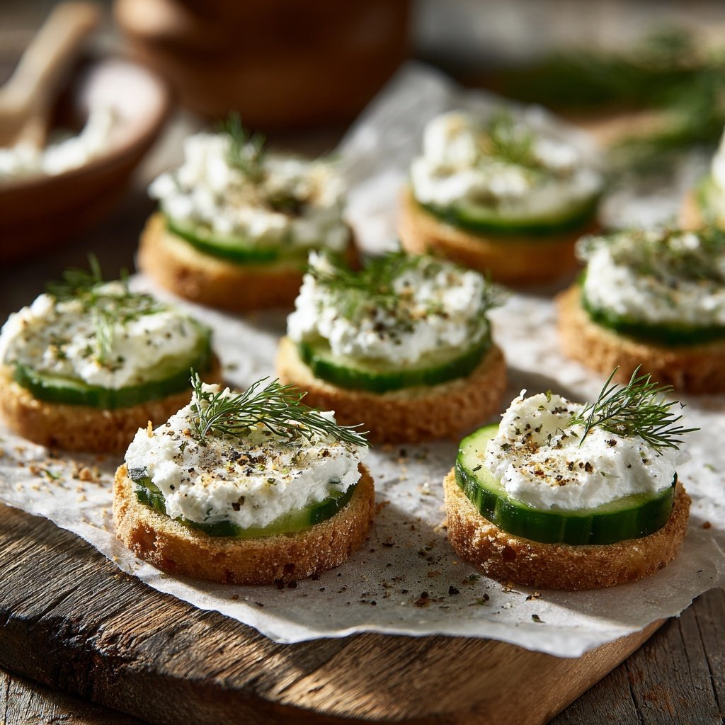 Kräuter-Gurkenrunden mit Frischkäse