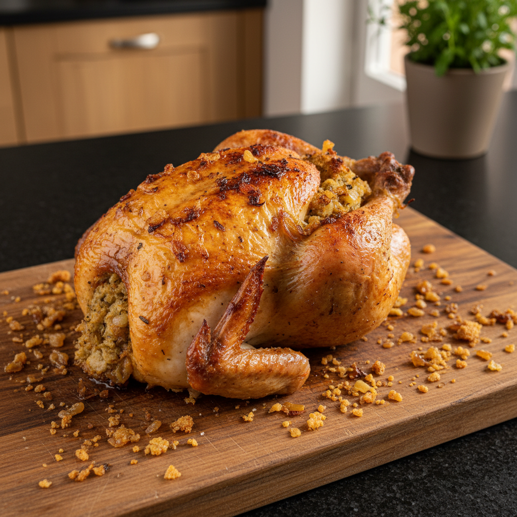 Herzhaft Gefülltes Hähnchen mit Karamellisierten Zwiebeln