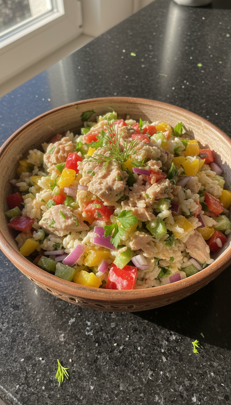 Schneller Thunfisch Reis Salat