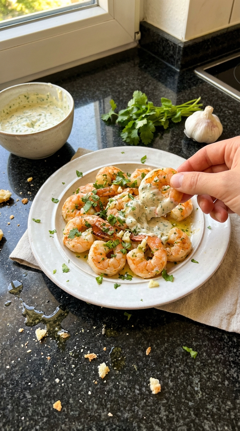 Koriander Knoblauch Aioli Garnelen