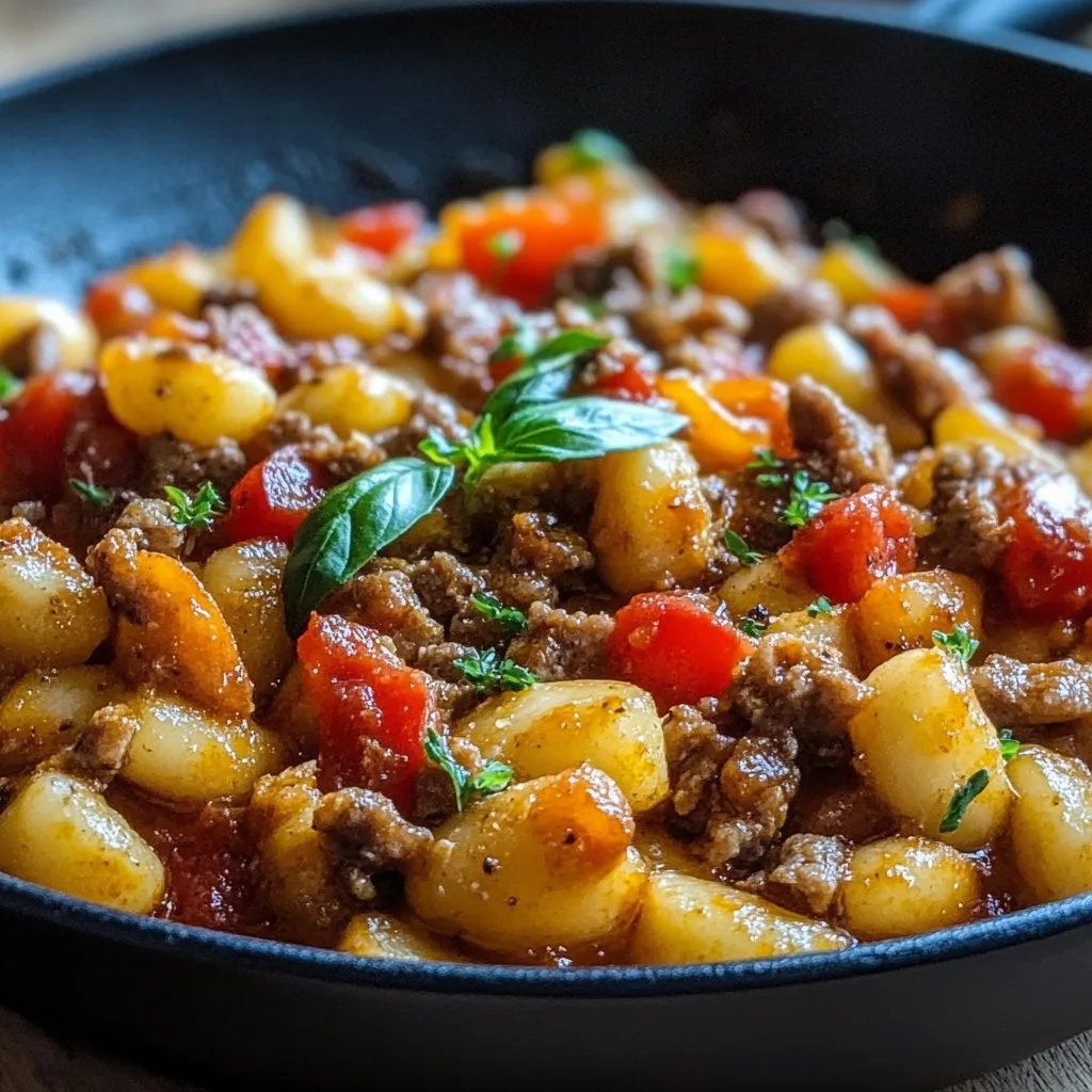 Gnocchi-Pfanne mit Hackfleisch und Paprika