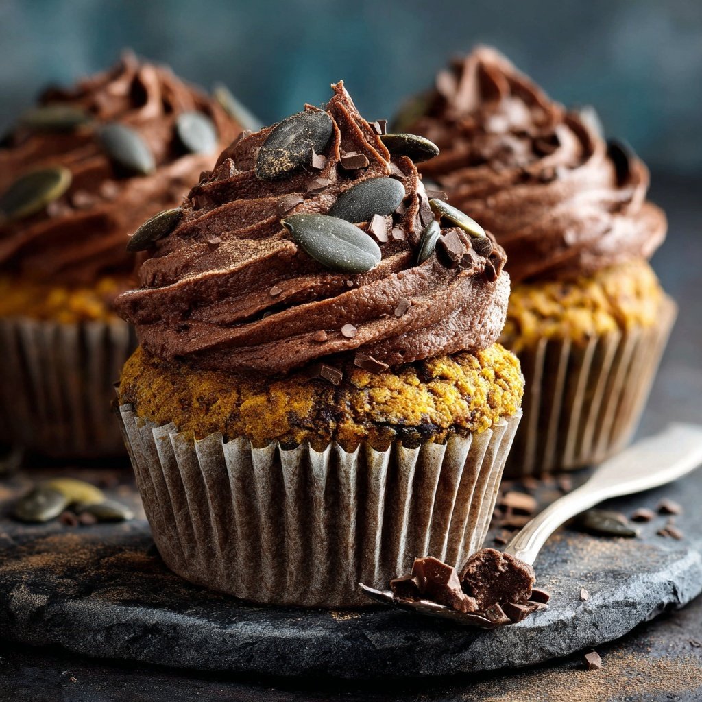 Würzige Schoko Kürbis Cupcakes