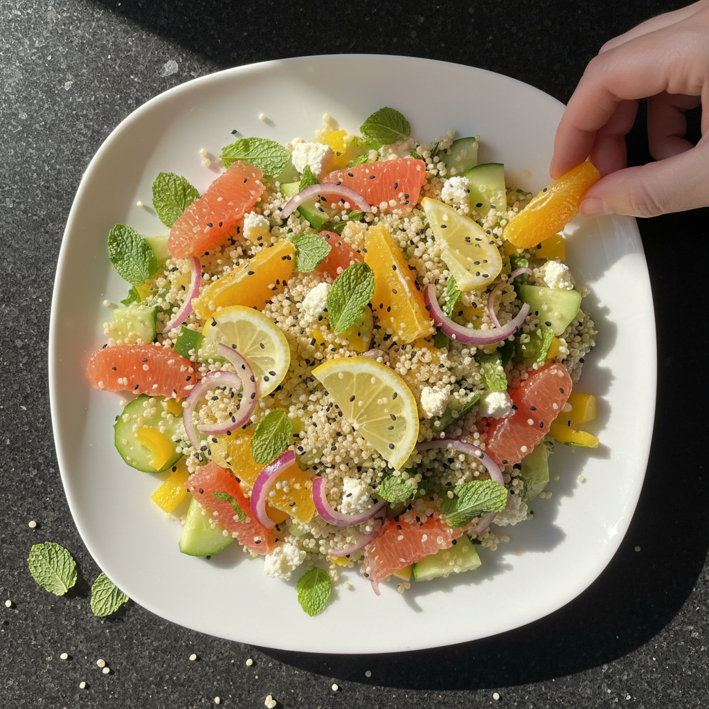 Heller Zitrus Quinoa Salat