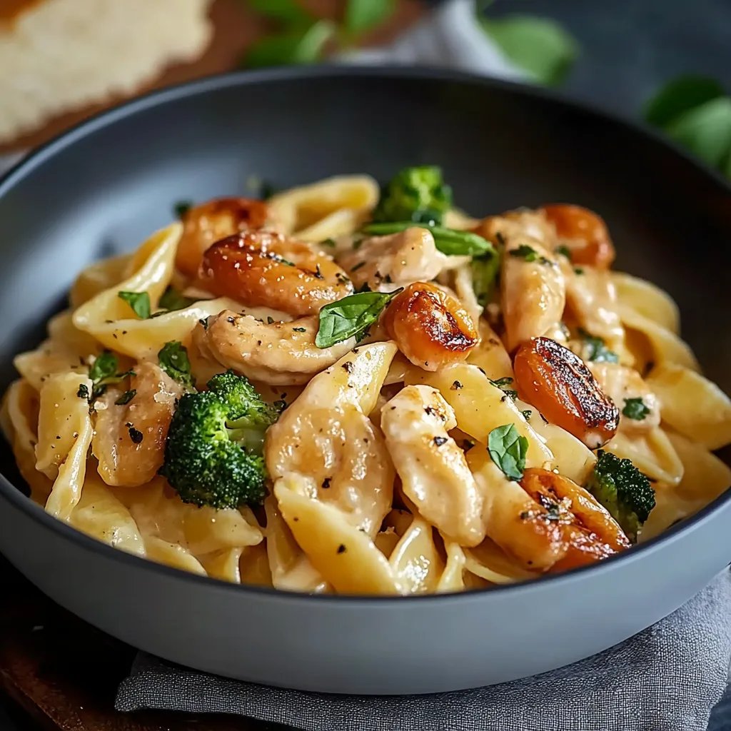 Cremige Hähnchen Brokkoli Pasta