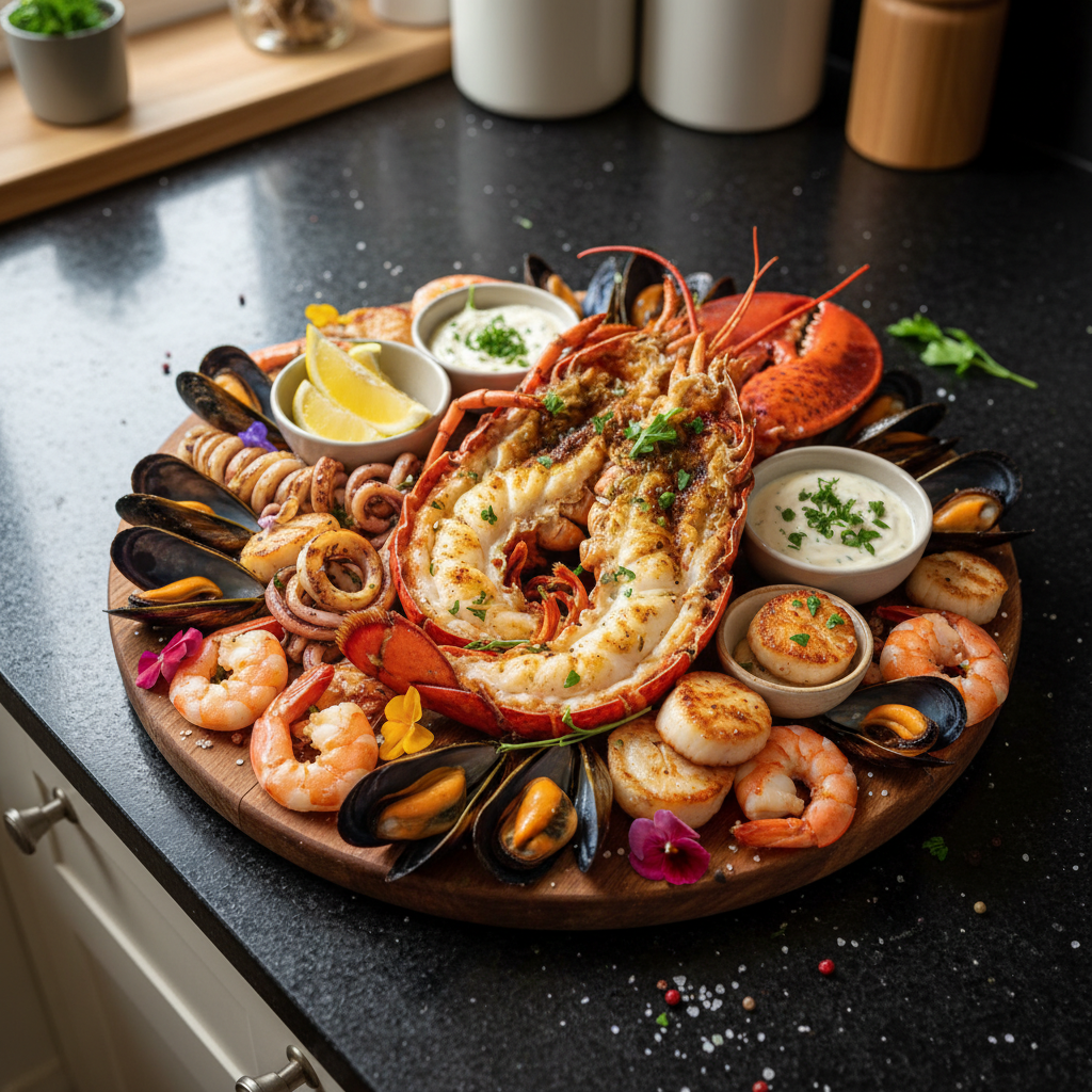 Valentinstags Meeresfrüchte Platte