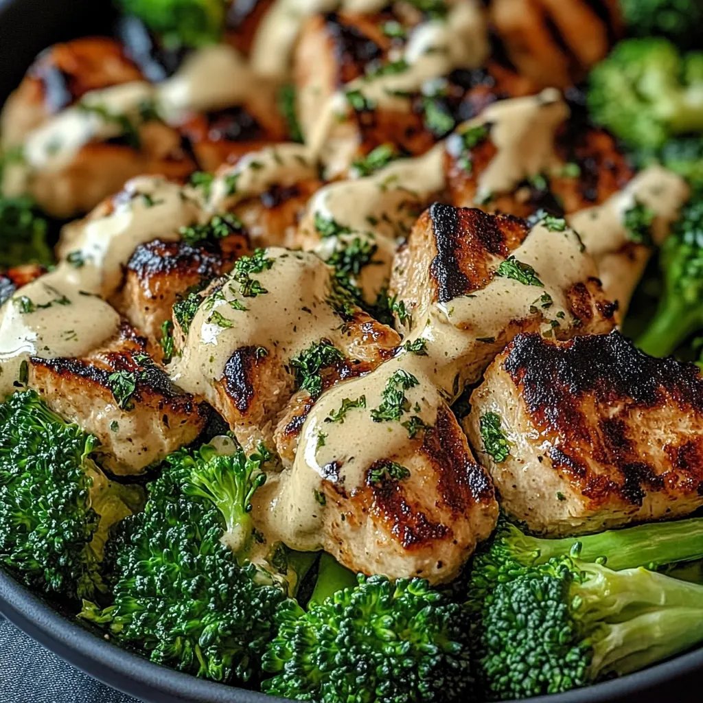 Grillad kyckling- och broccoliskålar med krämig vitlökssås: Ett fantastiskt ultimatum recept