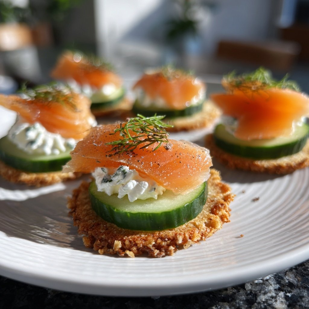 Geräucherter Lachs Gurken Bites