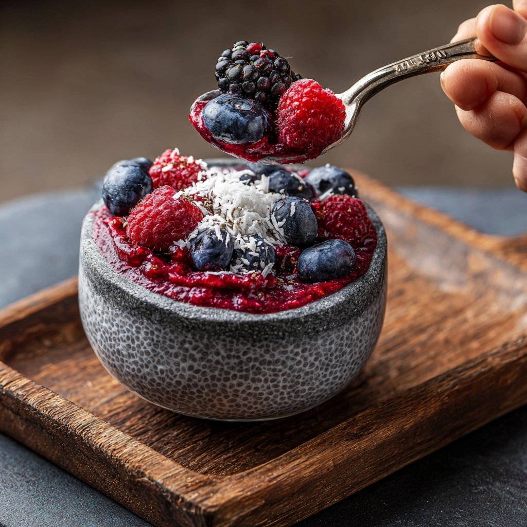 Warmer Beeren-Chia-Pudding