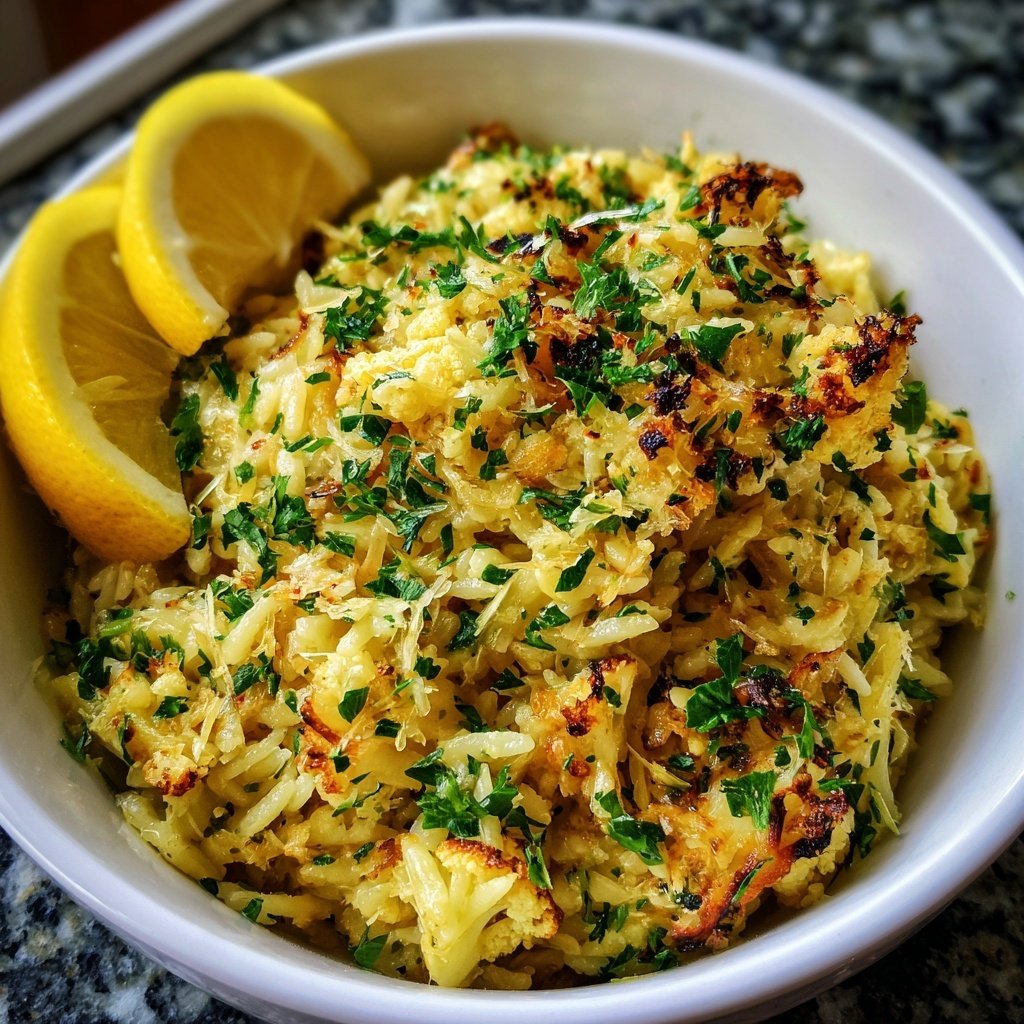 Gegrillter Blumenkohl Orzo mit Zitrone