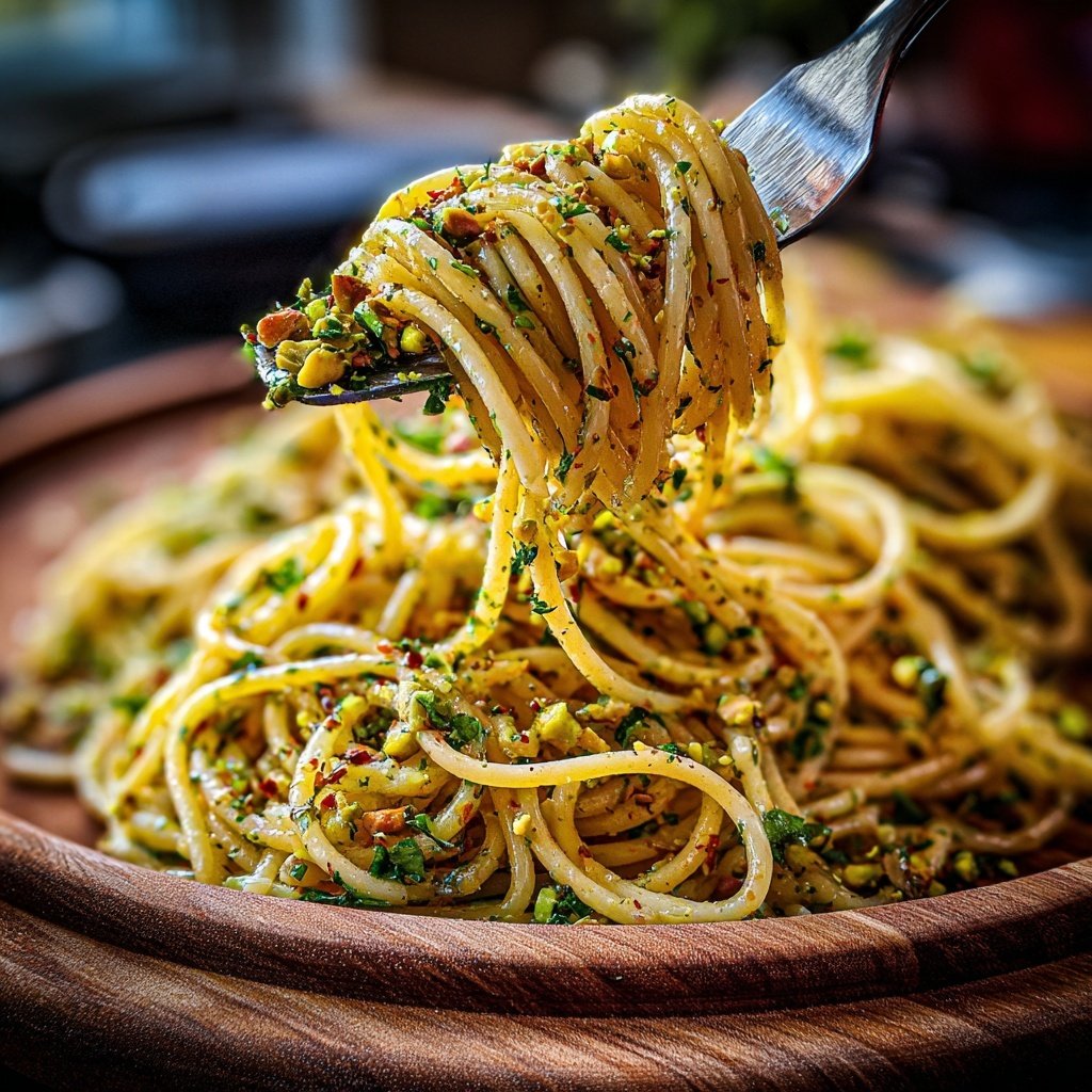 Spaghetti Aglio e Olio Mit Pistazien