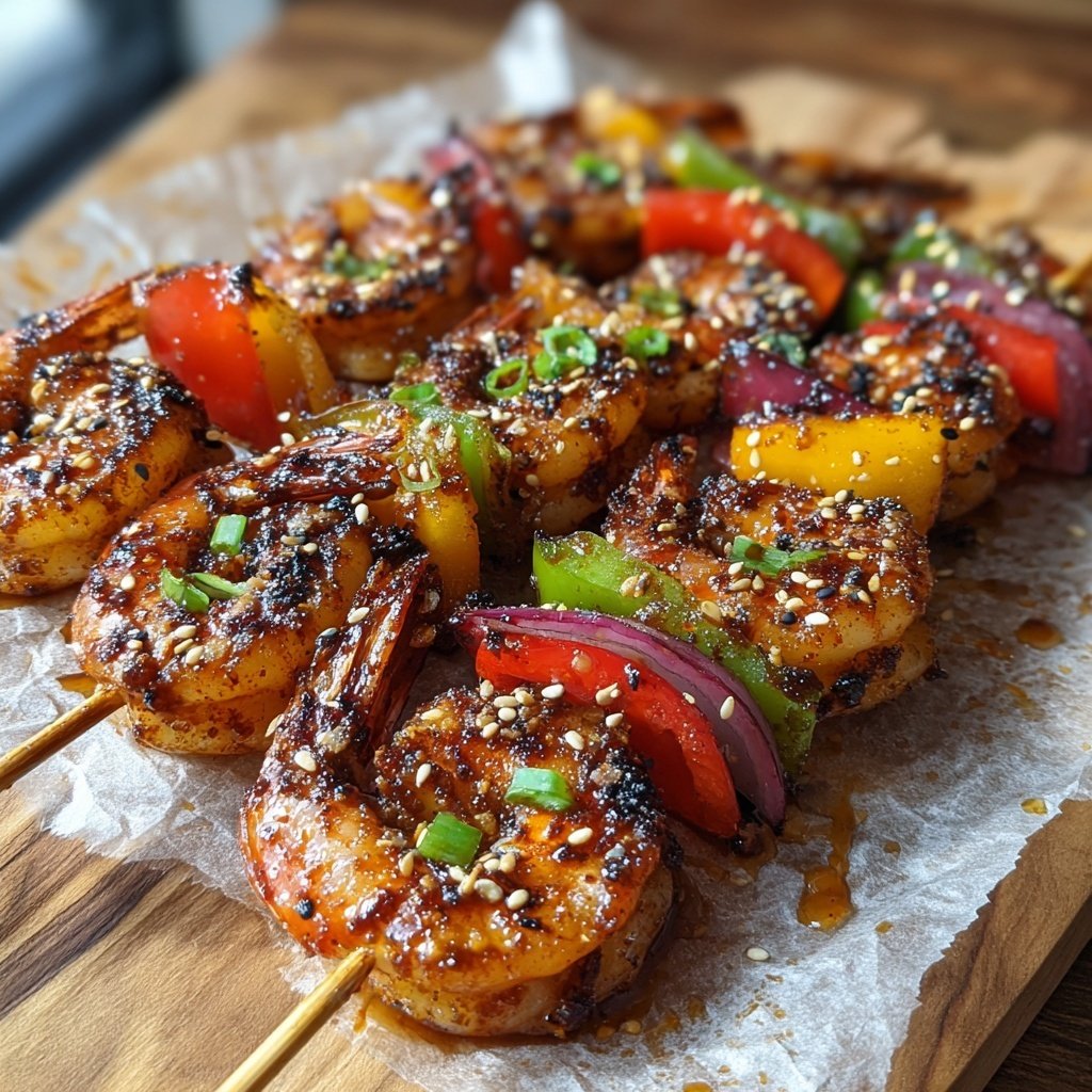 Süße Chili Garnelen Spieße